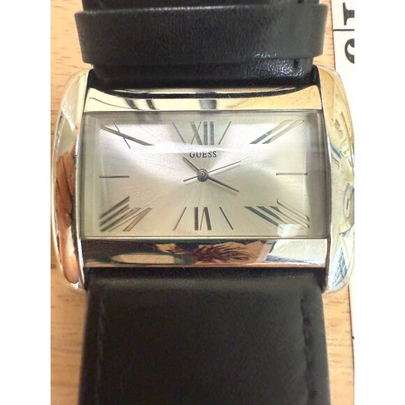Guess Rectangular Watch With Genuine Leather Strap & Roman NOT TESTED - Picture 1 of 13